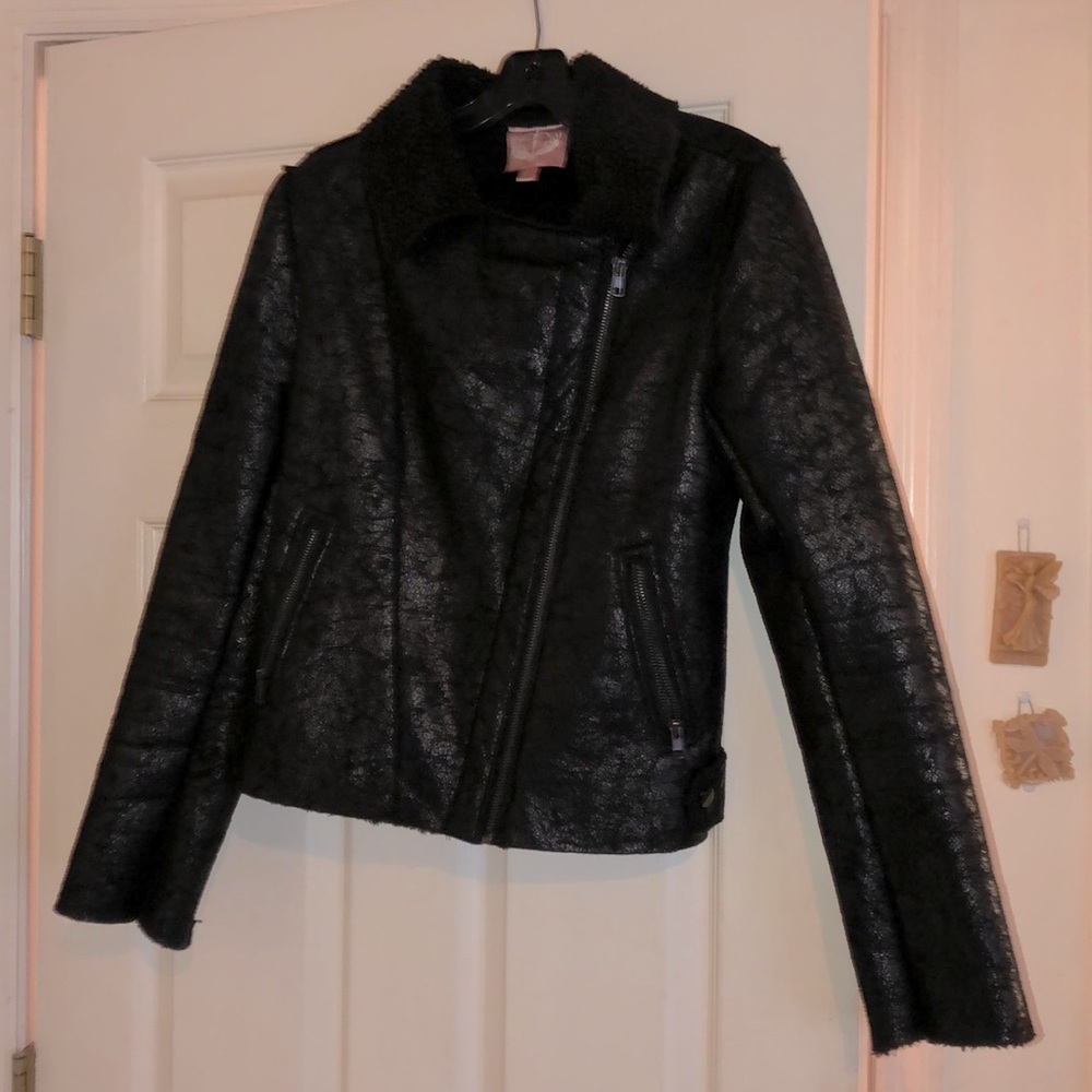 Suede and fleece lined coat
